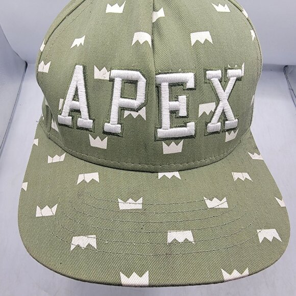 Apex Green Adults Snapback Hat With White Crown Print Casual Outdoors Walking - Picture 9 of 10